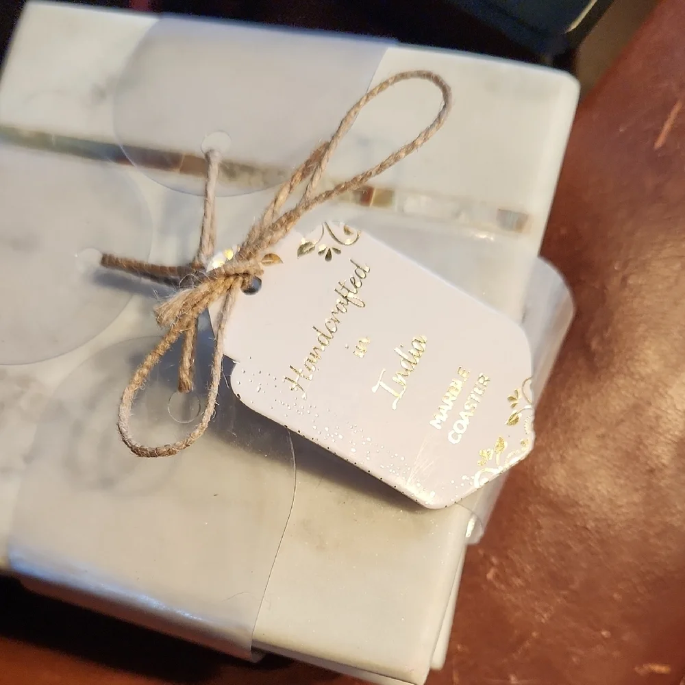 Handmade Marble Coasters - White Marble Set